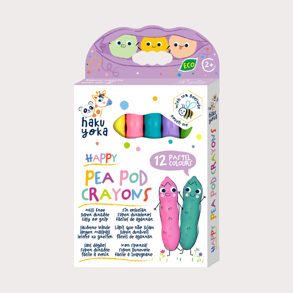 Happy Pea Pod Crayons - 12 Pastel Colours