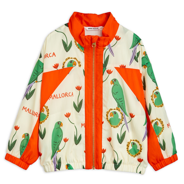 Parrots Print Nylon Tracksuit Jacket