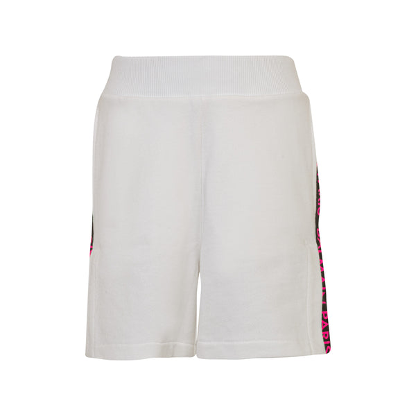 White & Fuchsia Jersey Shorts