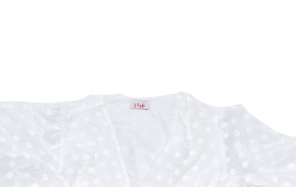 Il Gufo White Tiered V-neck Wrap-over Dress
