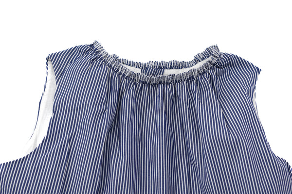 Il Gufo Blue & White Tiered Sleeveless Dress