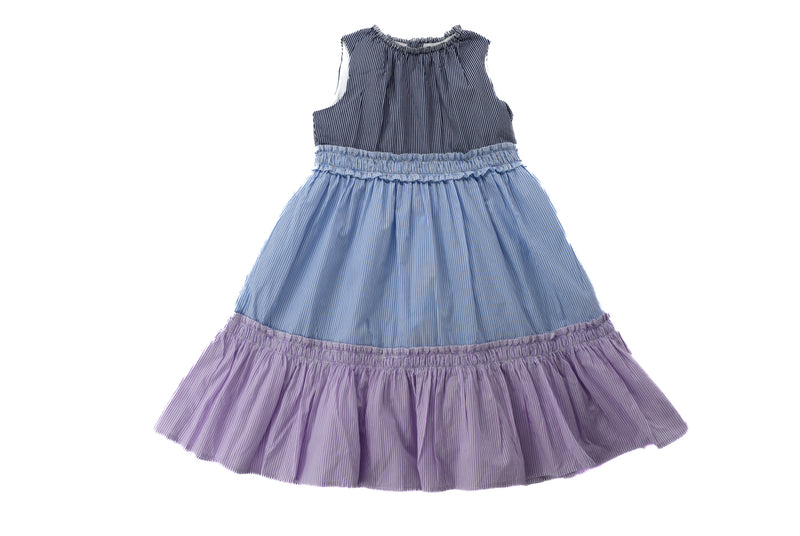 Il Gufo Blue & White Tiered Sleeveless Dress
