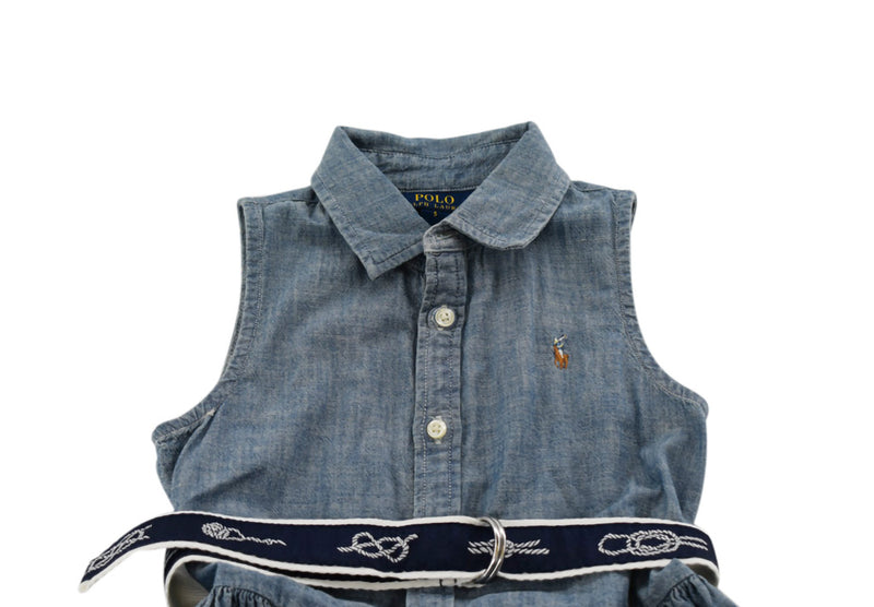 Ralph Lauren Blue Sleeveless Dress with Collar