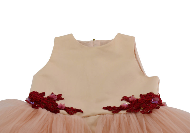 Le Mu Cream & Pink Sleeveless Party Dress