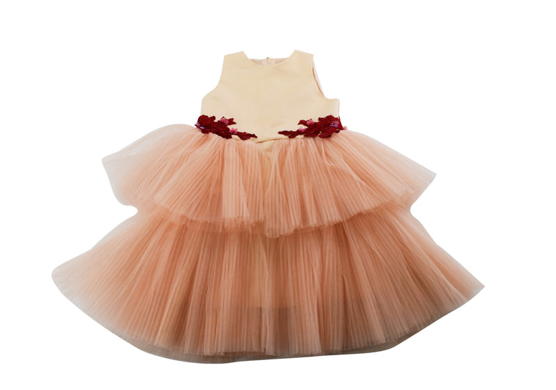 Le Mu Cream & Pink Sleeveless Party Dress