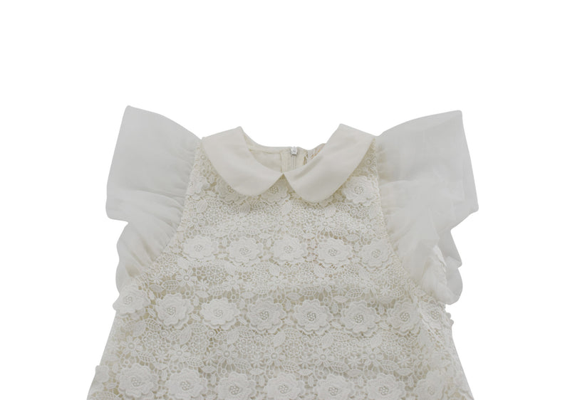Petite Amalie White Round Neck A-line Dress