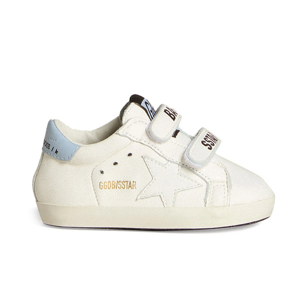 White & Light Blue School Baby Trainers