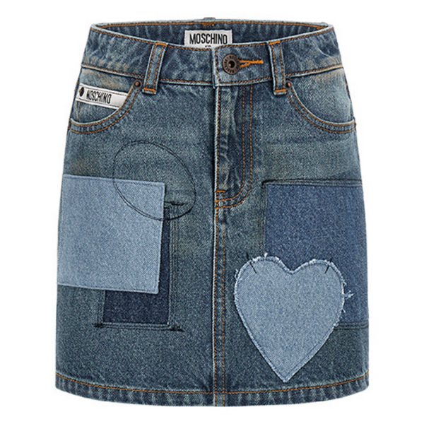 Blue Vintage Patchwork Denim Skirt