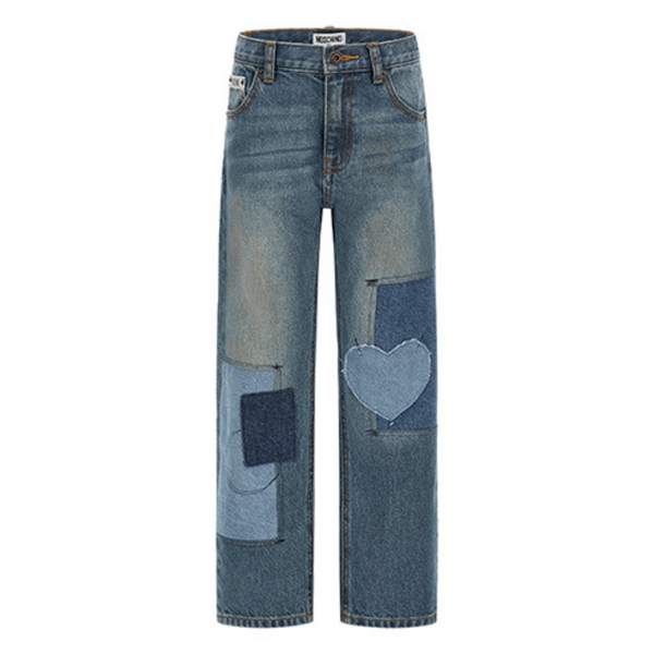 Blue Vintage Patchwork Denim Jeans