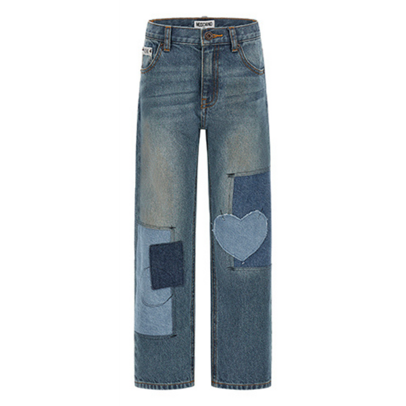 Blue Vintage Patchwork Denim Jeans