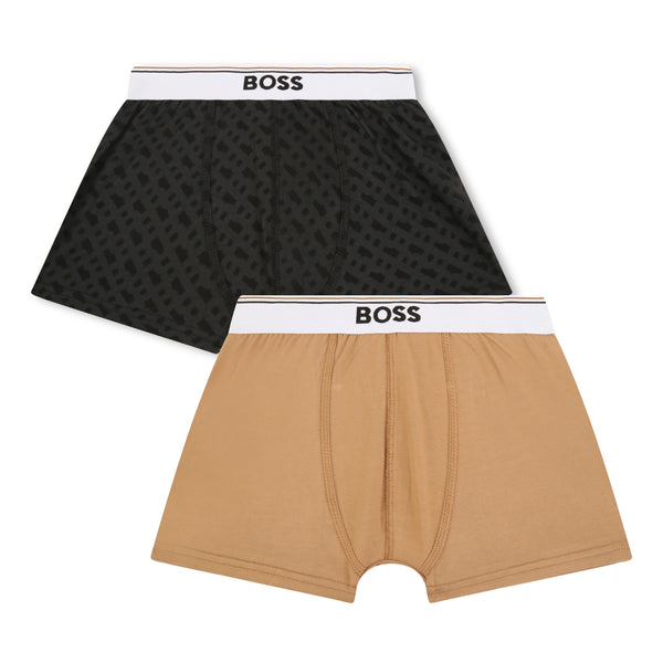 Set of 2 Boxer Shorts in Black and Beige