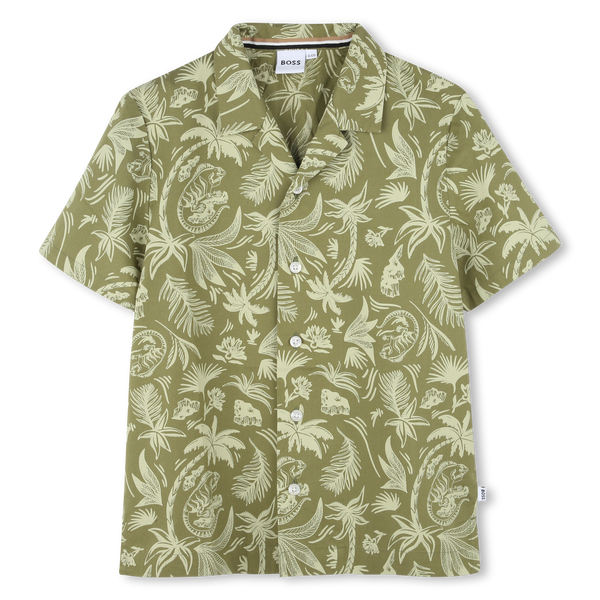 Dark Green Palms Print Shirt