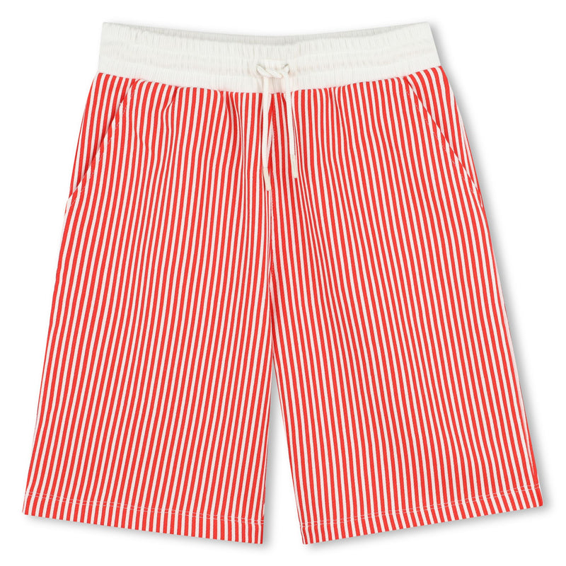 Ivory & Red Stripe Bermuda Shorts