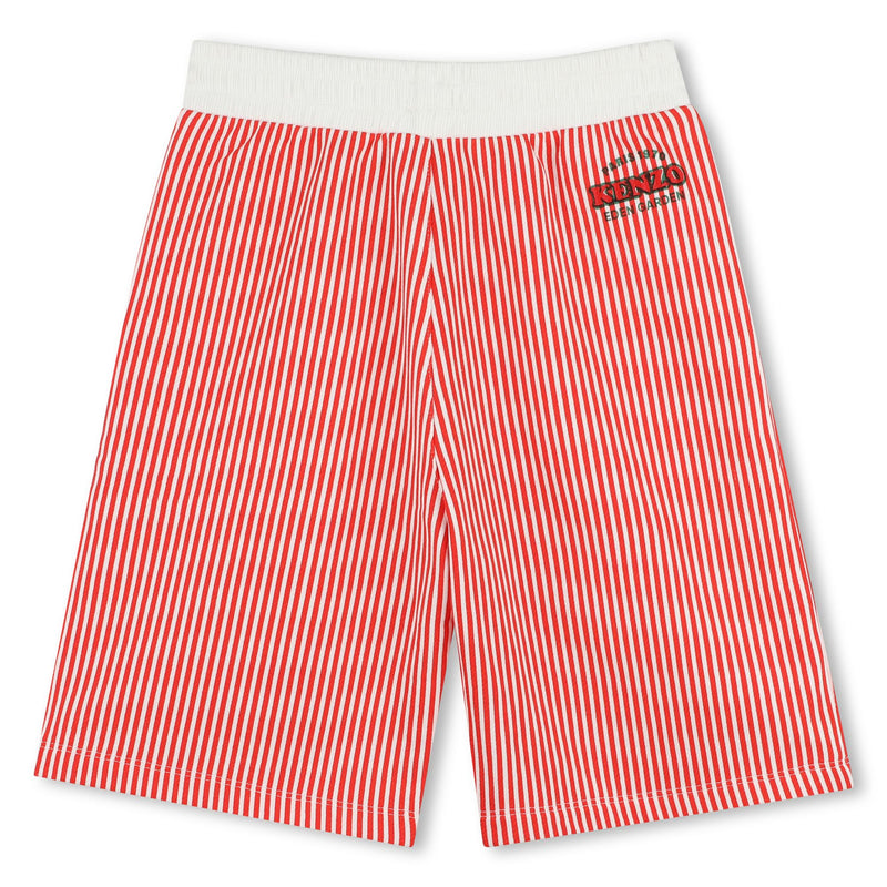 Ivory & Red Stripe Bermuda Shorts