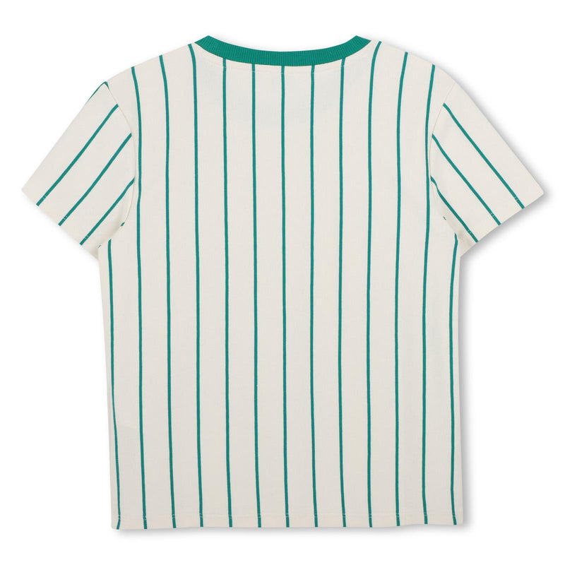 Ivory & Green Stripe Fruit Logo T-Shirt