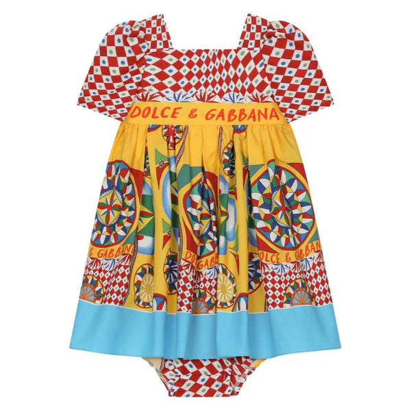 Carretto Print Baby Dress with Bloomers