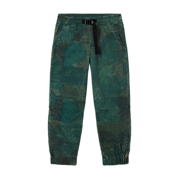 Green Colouring Print Panel Trousers