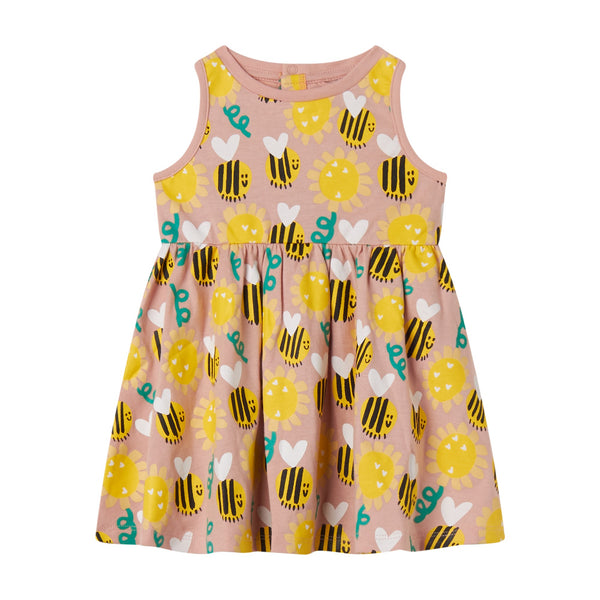 Sunflowers & Bees Print Baby Dress