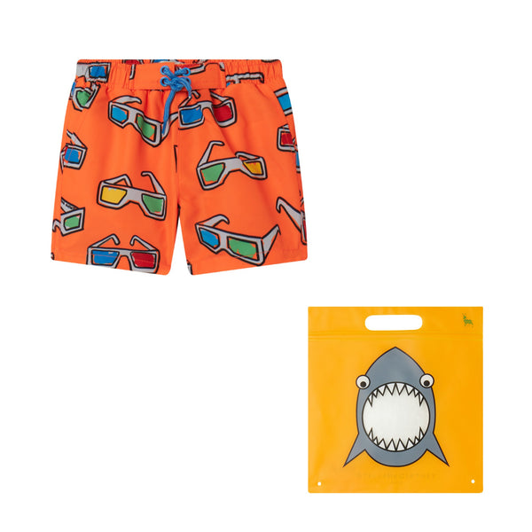 Orange Sunglasses Print Baby Swimshorts