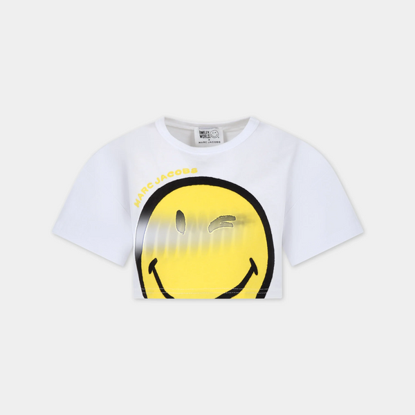 White T-Shirt with Smiley Face