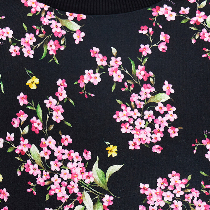 Cropped Flower Print Sweatshirt