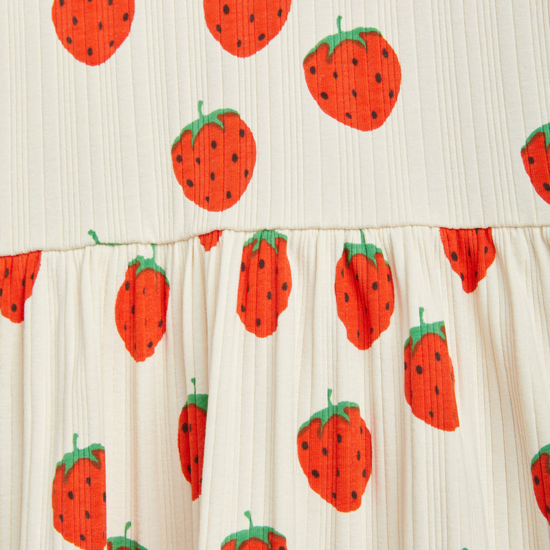 Strawberries Print Trumpet Sleeve Dress
