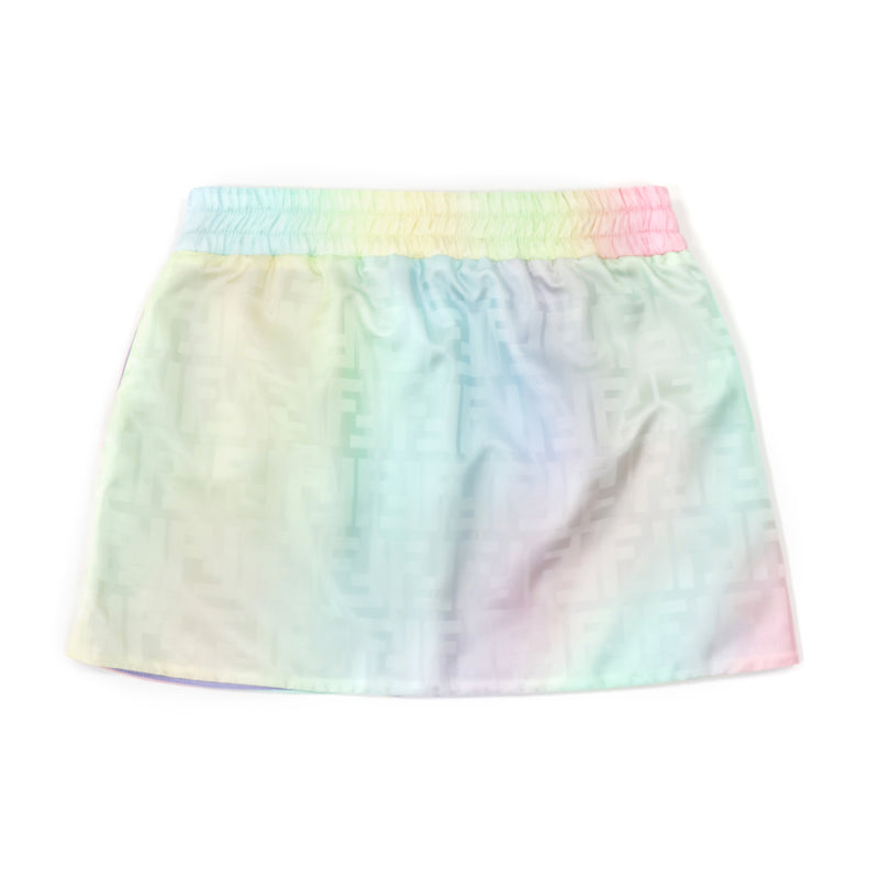 Rainbow Monogram Zip-Front Skirt