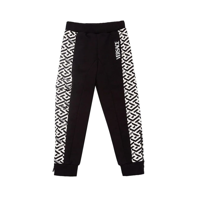 Black & White Greca Print Jogging Trousers