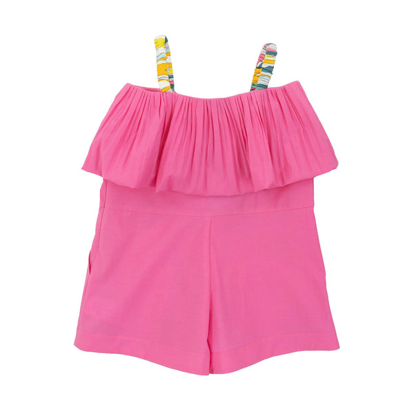 Pink Jumpsuit with multicolour straps